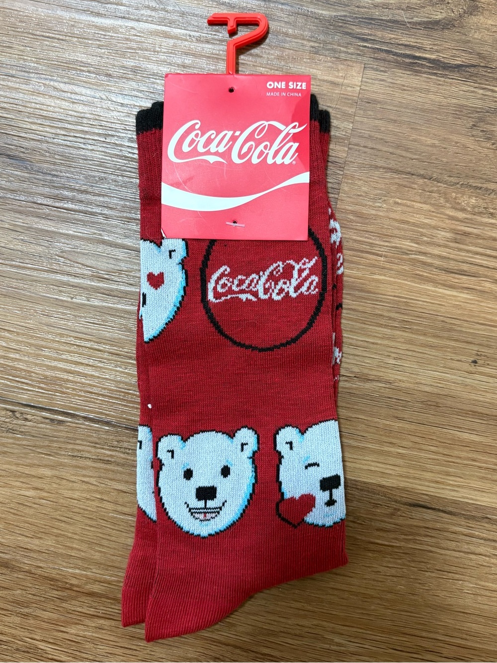 Coca-Cola Polar Bear Crew Socks NWT Red One Size Novelty Coke Socks